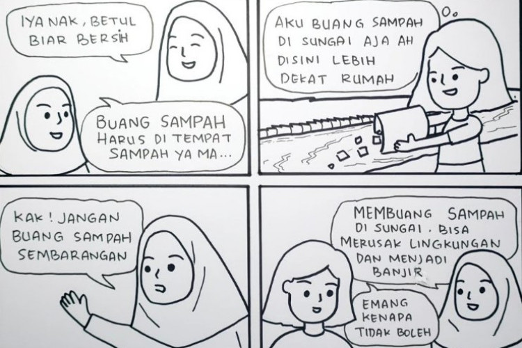 Contoh Komik tentang Kebersihan Lingkungan 4 Panel, Mudah Diikuti Untuk Pemula!