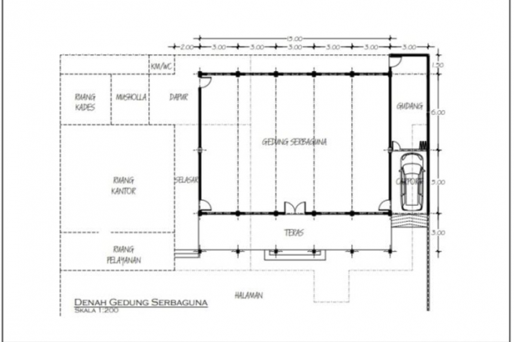 Download Denah Gedung Serbaguna Format AutoCAD dan Excel, Lengkap dengan Perhitungan!