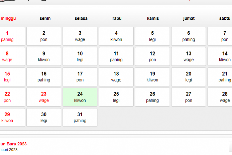 Kalender Jawa Hari Ini Rabu Legi 25 Januari 2023, Cek Peruntungan dan Hitung-Hitungan Lengkapnya di Sini