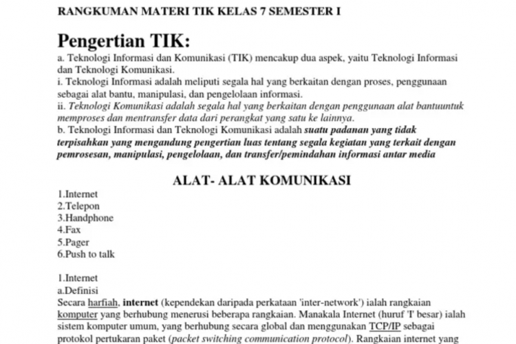 Daftar Materi TIK SMP/MTS Kelas 7 Semester 1, Pembelajaran Seputar Teknologi dan Perangkat Jaringan