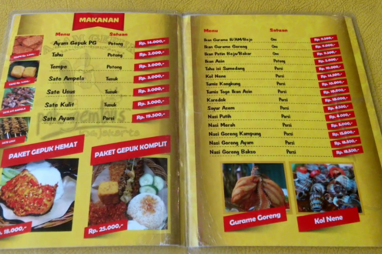 Daftar Harga Menu Ayam Gepuk Pak Gembus Yogyakarta Terbaru, Harga Bersahabat dengan Kantong Mahasiswa