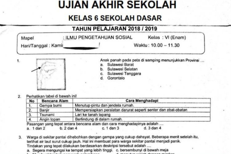 Download Kumpulan Soal Ujian Sekolah IPS SD/MI Kelas 6 Tahun 2023, Disertai Kunci Jawaban!