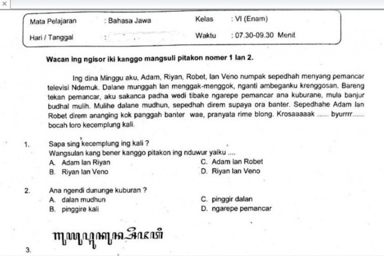 Download Kisi-kisi UTS Mapel Bahasa Jawa Untuk Kelas 6 SD, Soal Pilihan Ganda dan Essay Untuk Belajar Ujian