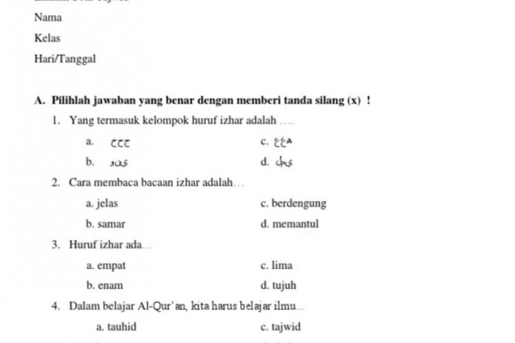 Kumpulan Soal Tajwid BAB Mad Tingkat SMP/MTS, Bisa Untuk Latihan Soal dan Belajar!