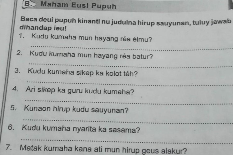 Contoh Soal PTS Bahasa Sunda Kelas 5 SD/MI TA 2023/2024 Kurikulum Merdeka Terbaru Dengan kunci Jawabannya  