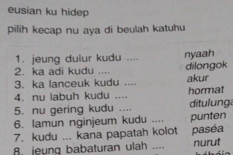 Download Soal UTS Bahasa Sunda  Tahun Ajaran 2023 Pilihan Ganda dan Essay Gratis