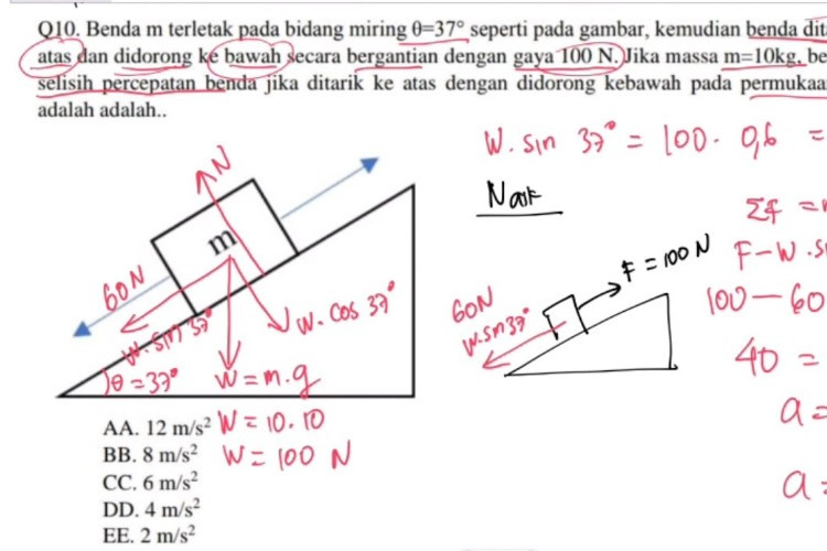 Contoh Soal Bidang Miring Fisika Kelas 10 SMA Kurikulum Merdeka Terbaru Lengkap Dengan Rumus dan Penyelesaiannya