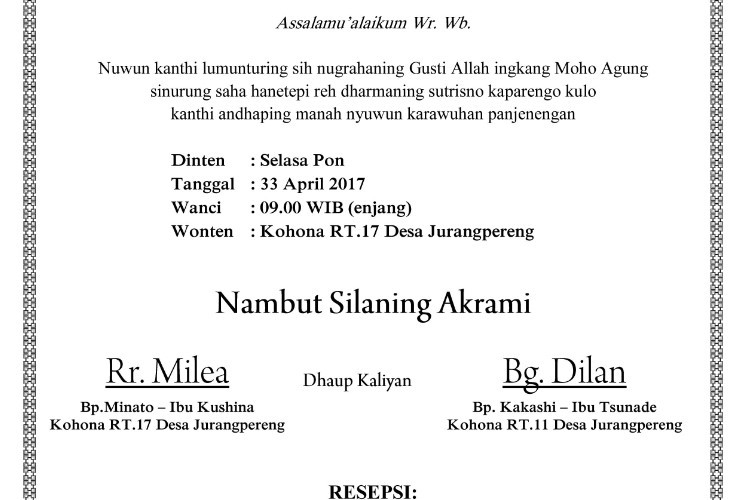 Link Download Template Undangan Ulem Ulem Pernikahan Bahasa Jawa, Unduh di Sini! 