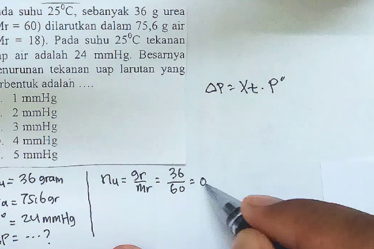 Contoh Soal Penurunan Tekanan Uap Disertai dengan Pembahasannya