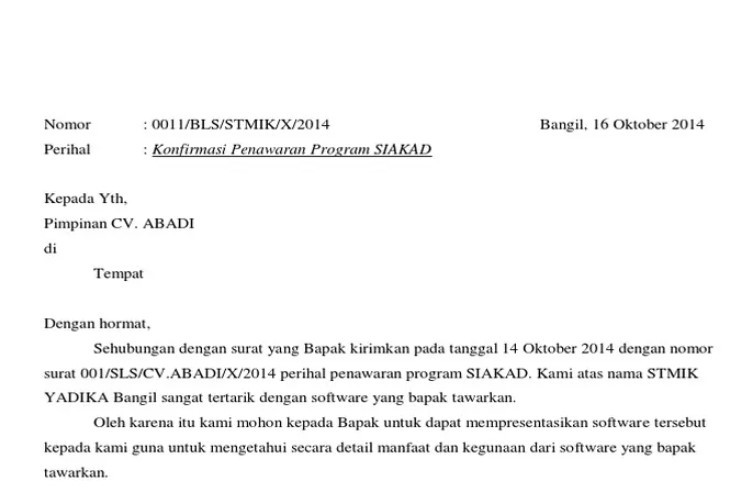 Download Format Surat Balasan Bahasa Inggris Full Block Style Untuk Menawarkan Kerja Sama Bisnis Dengan Pihak Lain