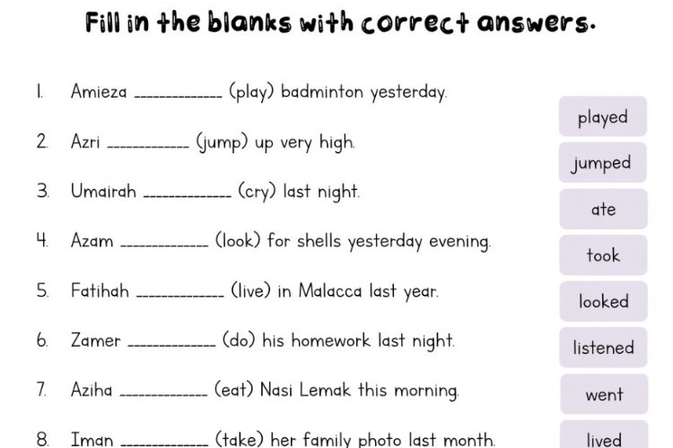 contoh soal bahasa inggris essay simple past tense dan jawabannya