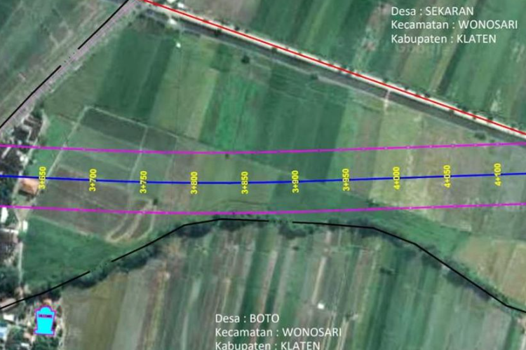 Peta Jalur Jalan Tol Lingkar Luar Solo Direncanakan Lahap Sekitar 300 Hektar Lahan Pertanian di Klaten