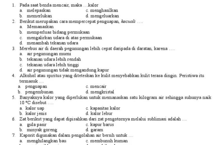 Link Download Kumpulan Soal PTS IPA Kelas 7 Semester 2 Kurikulum Mereka 2023 Lengkap Dengan Pembahasannya 