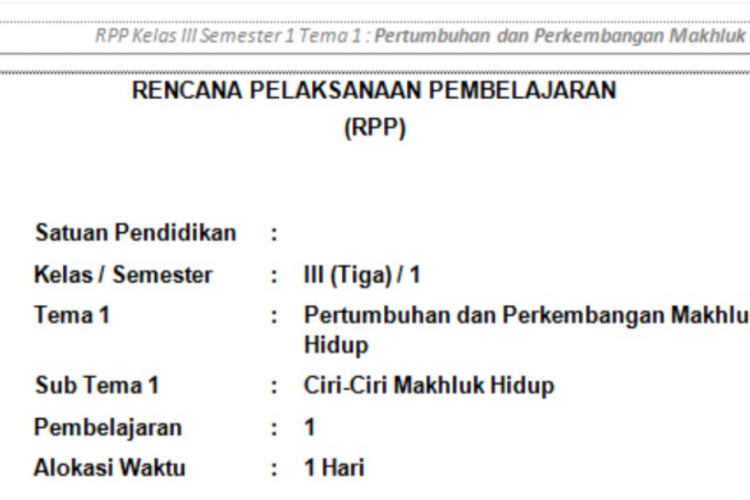 Download RPP SD/MI Kelas 3 Semester 2 Terlengkap, Untuk Semua Buku Tema!