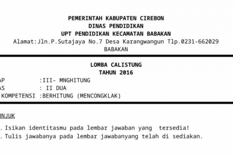 Contoh Soal-soal Calistung SD/MI Kelas 3 Terbaru, Bisa Sebagai Materi Pembelajaran di Kelas!