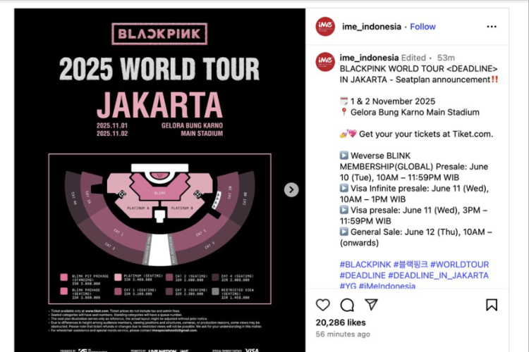 Daftar Harga Tiket Konser BLACKPINK di Jakarta 2025, Dilengkapi Cara Penukarannya!