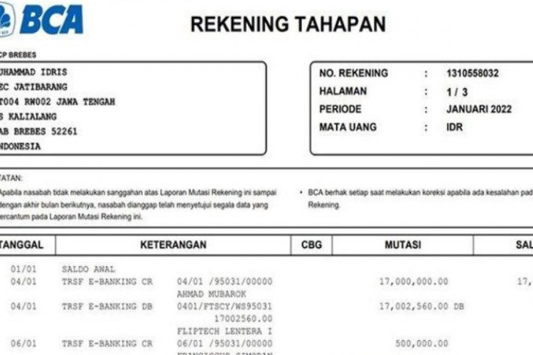 Tata Cara Cetak Rekening Koran Bank BCA dengan Mudah, Berikut Persyaratan dan Biaya yang Dibutuhkan