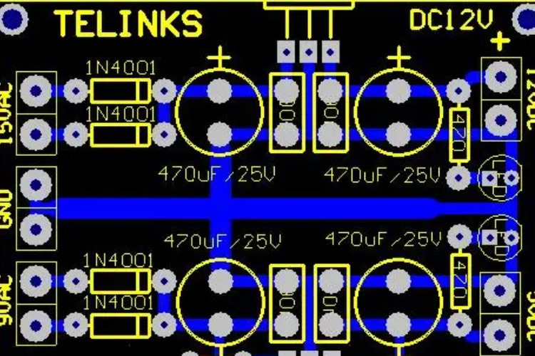 Contoh Layout PSU 15V Beserta Skemanya yang Simetris dan Sederhana Untuk Peralatan Elektronik Rumah Tangga