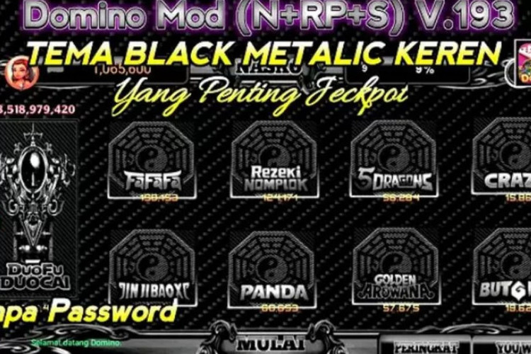 TERBARU! Link Download Higgs Domino N V1.93 MOD APK, Tema Black Metalic Tanpa Password Bisa Langsung Pasang