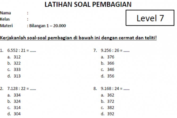 Contoh Soal Pembagian Ribuan Beserta Jawaban Lengkap, Bisa Sebagai Latihan Belajar!