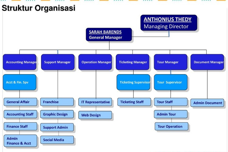 Gambar Struktur Organisasi Perusahaan Biro Perjalanan Wisata Urut Lengkap Dengan Fungsinya 