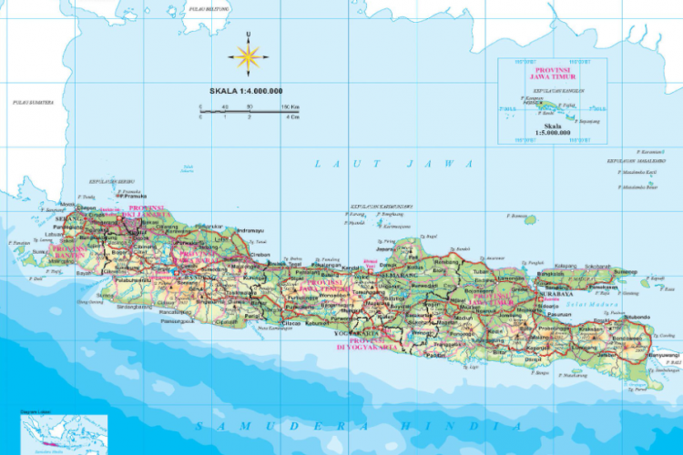 Info Kondisi Geografis Pulau Jawa Berdasarkan Peta: Luas, Letak Astronomis, Batas, Nama Gunung Hingga Sungai