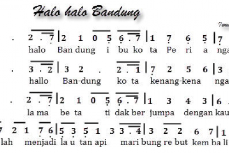 Not Angka Lagu Halo Halo Bandung dan Liriknya, Ciptaan Ismail Marzuki yang Menggambarkan Semangat Perjuangan!