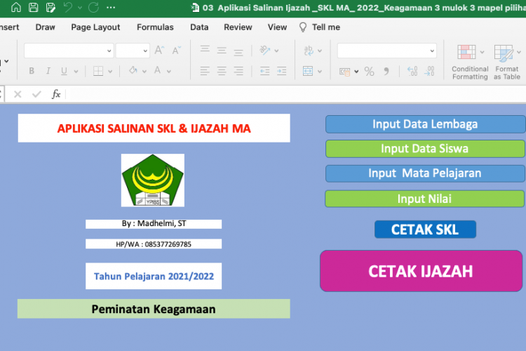 Aplikasi Rekap Nilai Ijazah SD/MI Terbaru, Bisa Diolah dan Langsung Cetak Mudah Digunakan!