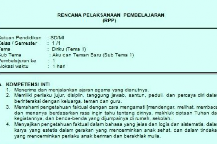 Unduh RPP Kelas 1 Semester 2 Kurikulum 2013 Revisi Terbaru 2023, Tema 5,6,7 dan 8!