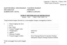 Link Download Contoh Formulir Surat Keterangan Kematian Dari RT Untuk Mengurus Akta Kematian