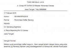 Contoh Surat Semi Block Style (Bentuk Setengah Lurus), Digunakan Untuk Undangan Pernikahan