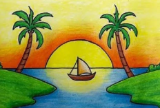 Cara Mudah Menggambar Pantai Sunset dengan Crayon, Begini Langkah Mudah yang Bisa Diikuti!