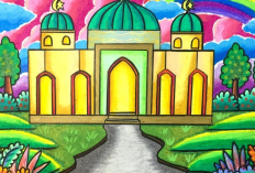 Cara Mewarnai Masjid Gradasi dengan Crayon Paling Mudah, Dijamin Hasil Cantik dan Rapi
