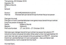 Contoh Surat Pemberitahuan Habis Masa Kontrak Kerja Untuk Karyawan Tetap dan Part Time